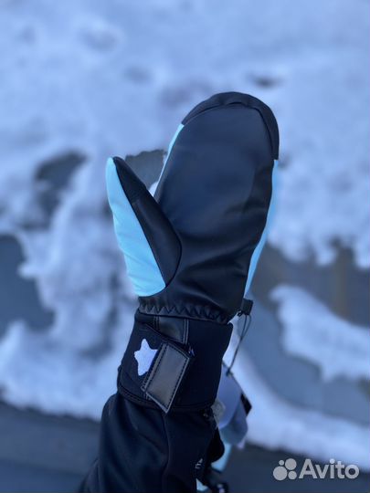 Варежки горнолыжные на мембране голубые