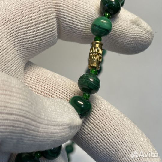 Винтажные бусы из малахита, времен СССР, 55 см