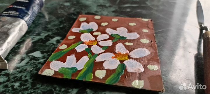 Мини-картина маслом «Цветы»