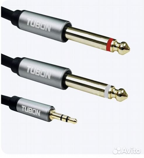 Кабель tubon Моно 6.3 jack x2(M) -3.5 mini jack(М)