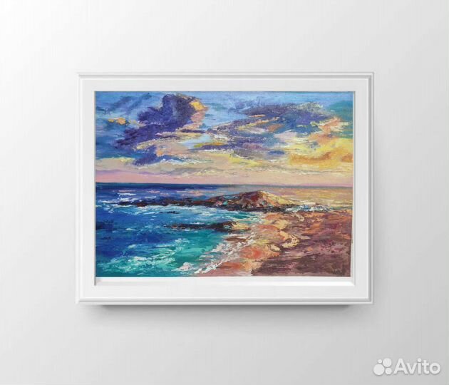 Картина маслом Закат на море