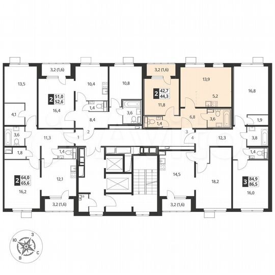2-к. квартира, 44,7 м², 22/25 эт.