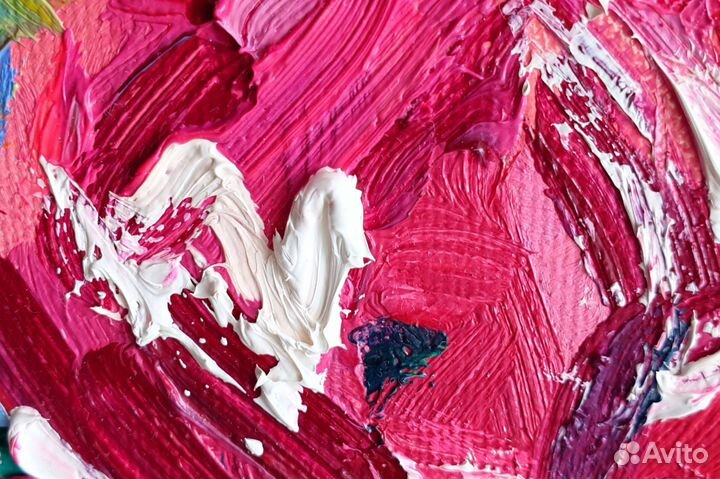 Картина Пионы маслом цветы на холсте 30х40 см