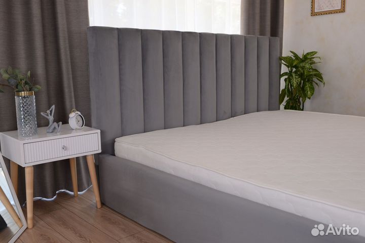 Кровать 180х200 серый велюр Богема
