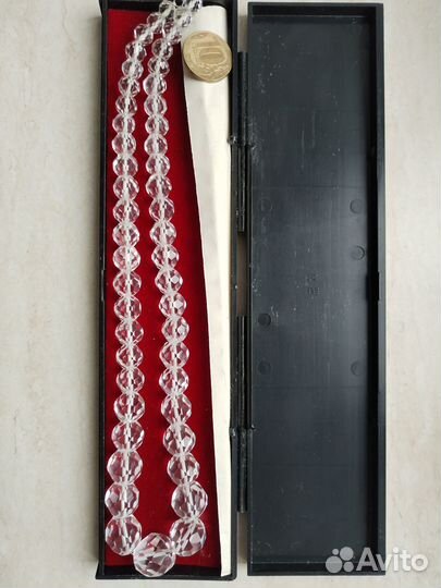 Бусы горный хрусталь и янтарь СССР