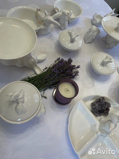 Посуда фарфоровая зайчики воришки