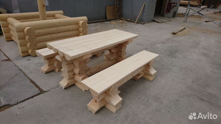 Сруб Садовой мебели из бревна для Бани