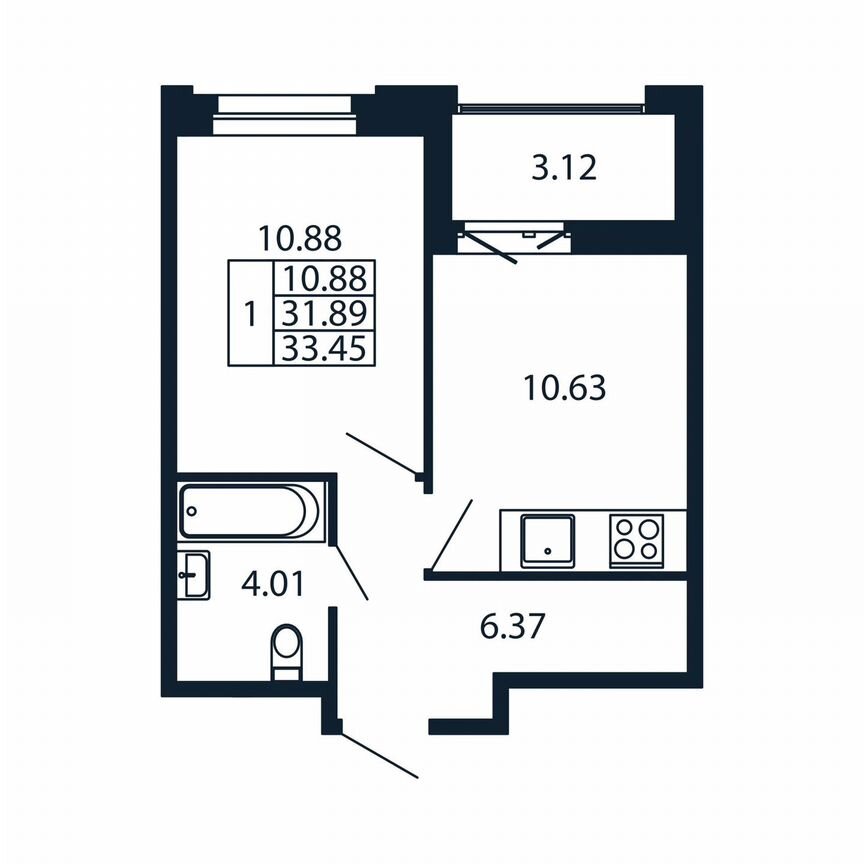 1-к. квартира, 35 м², 10/12 эт.
