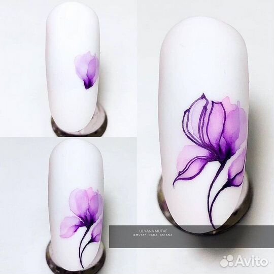 Краска для акварели на ногтях