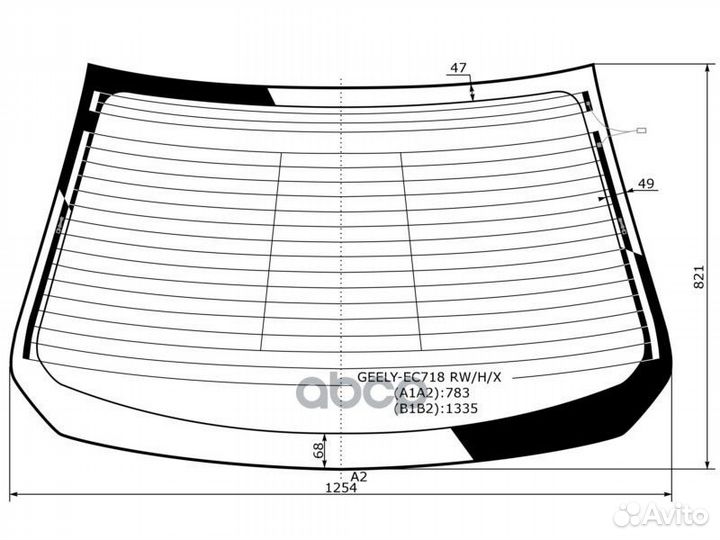 Стекло заднее с обогревом geely emgrand EC7 4D