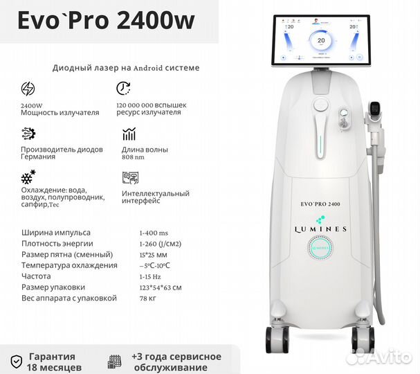 Диодный лазер для эпиляции Лю'Минес Evo’Pro 2400в