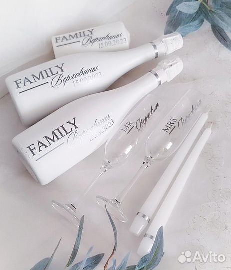 Свадебный декор - наклейки на бокалы, бутылки