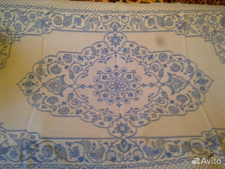 Жаккардовое голубое одеяло советское