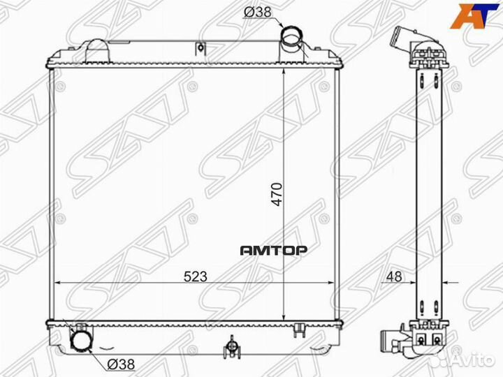 SAT TY0060-1 Радиатор Hino Ranger 92-05 / Toyota D