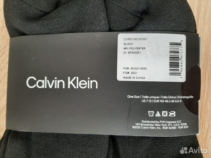 Носки-вкладыши 6 пар calvin klein оригинал
