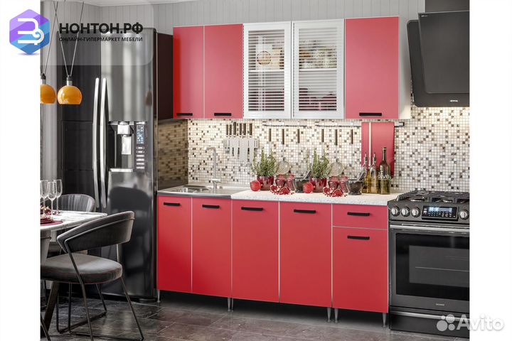 Кухня Рио-1 1.8м красный