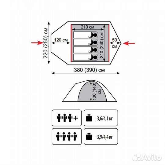Палатка 4-местная Camp 4 Tramp-Lite