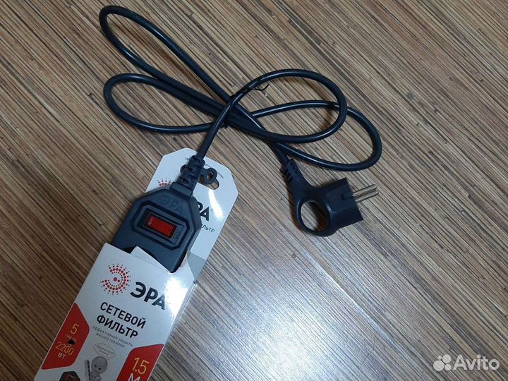 Сетевой фильтр 5розеток 1,5 метра новый