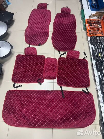 Комплект накидок велюр Premium красный