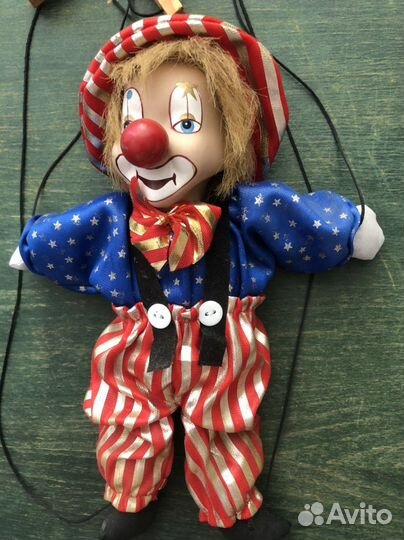 Кукла марионетка Клоун 25 на 20 см
