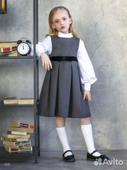 Школьный сарафан+2 блузки рост 122- 128