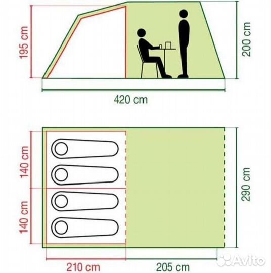 Палатка кемпинговая 4 местная coleman coastline 4