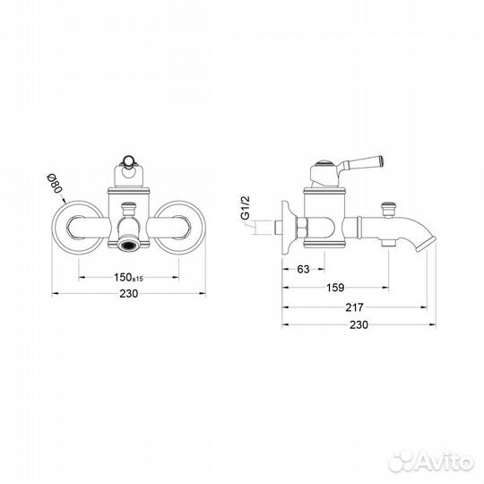 Смес. ванна aquatek классик, пол.золото AQ1540PG