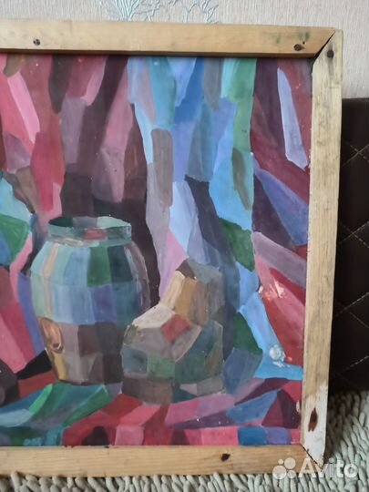 Картина, СССР, авангард, натюрморт с маской, 80-е