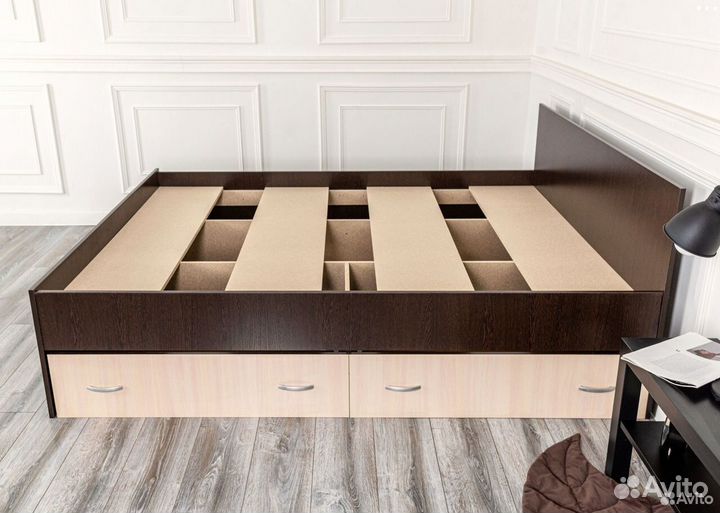 Кровать с матрасом 140х200 Марс с ящиками