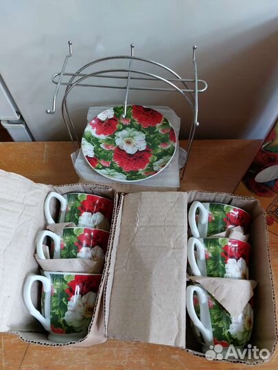 Чайный набор 12 предметов на металлическом стенде