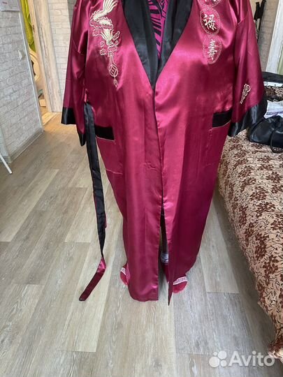Халат женский длинный шелковый