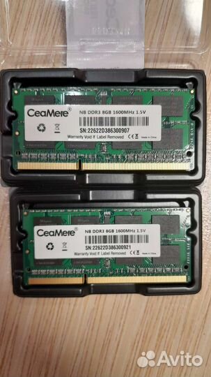 Sodimm CeaMere ddr3 16gb(2х8) 1,5v 1600, цена за 2