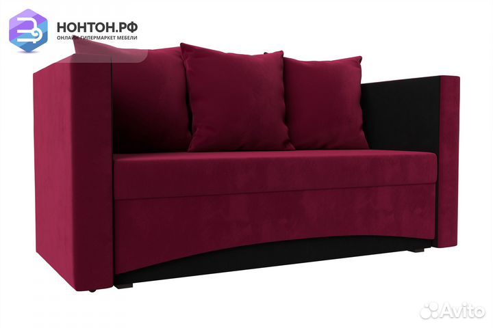 Кушетка выкатная Чарли микровельвет красный / черн