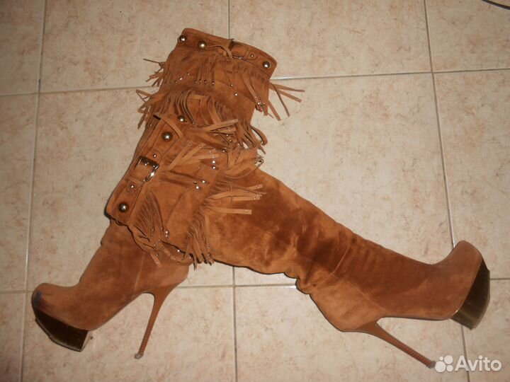 Gianmarco Lorenzi сапоги-трубы родные с бахромой з