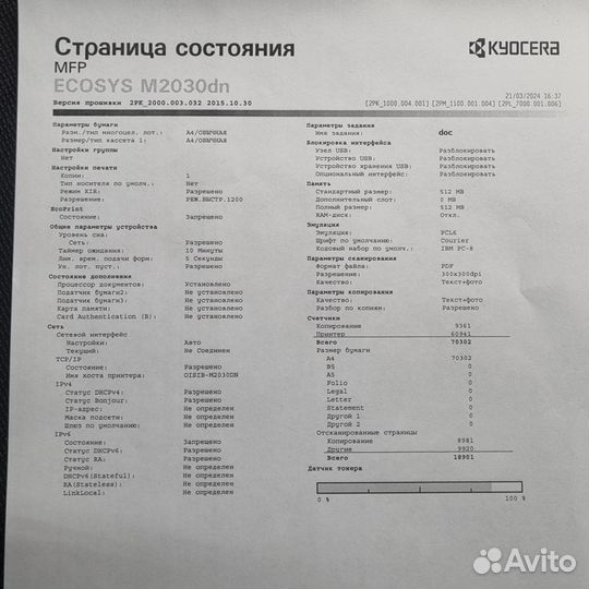 Мфу kyocera ecosys m2030dn