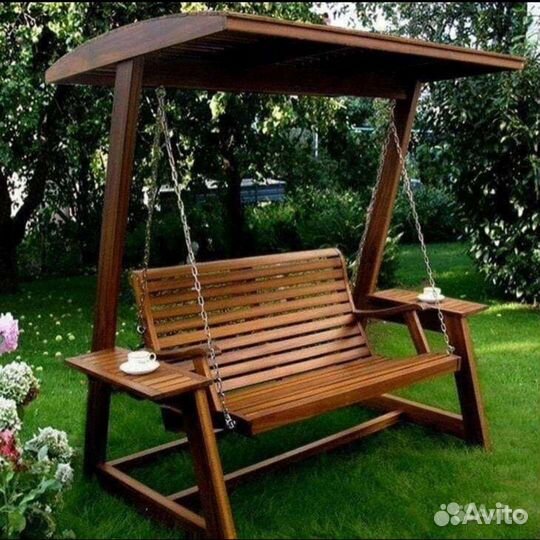 Садовые качели из дерева