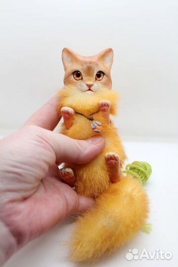 Игрушка Кошка в смешанной технике ручной работы