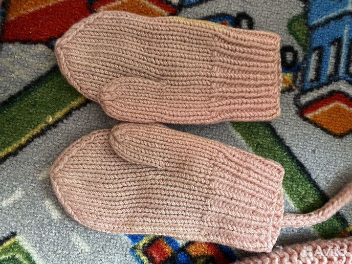 Зимний Комплект для девочки шапка,снуд,варежки