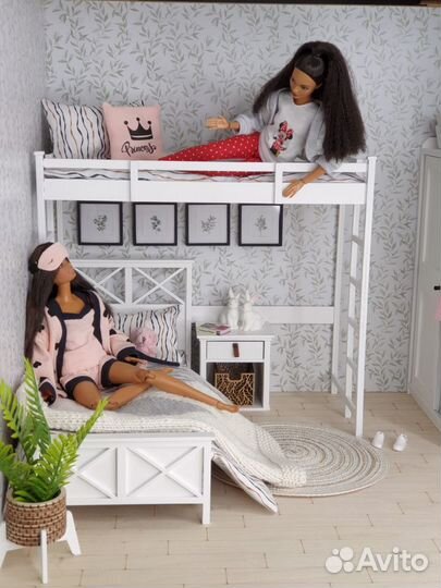 Кровать-чердак для кукол барби, кукольная мебель