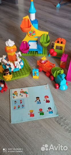 Lego duplo большой парк аттракционов,мост,пластина