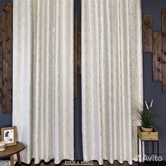 Портьеры рогожка Версаль Молочный шторы занавески