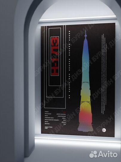 Постер космический 60х90 см «Лунная Ракета Н-1»