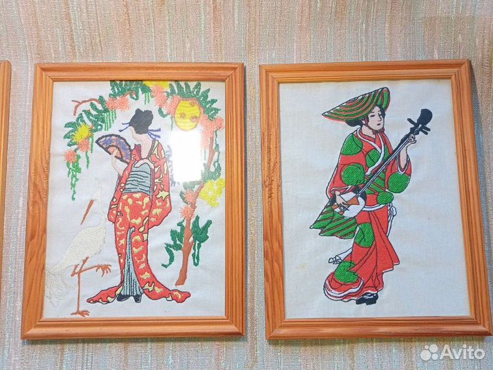 Картина вышивка гладью, ручная работа