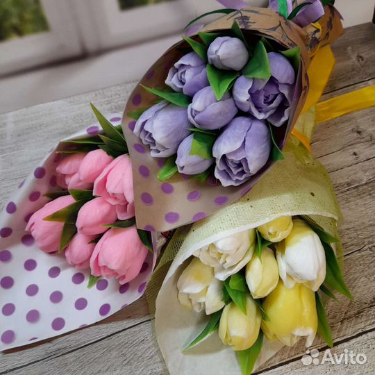 Мыло ручной работы. Подарок на день. Тюльпаны