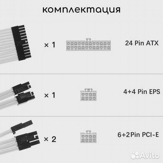 Удлинители Блока питания кастомные в оплетке 4шт