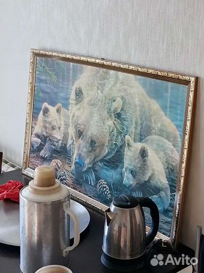 Большая картина медведи, принт