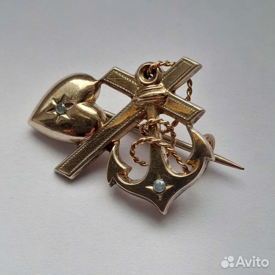 Антикварная брошь Вера Надежда Любовь