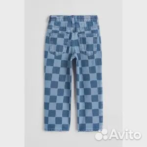 Джинсы свободного кроя H&M Checked, светло-голубой