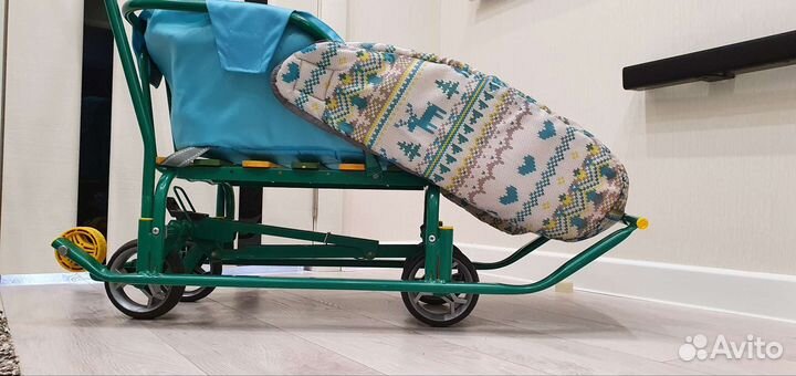 Детские санки коляска с колесами