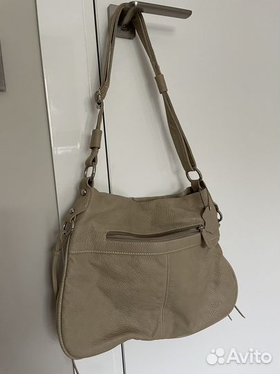 Сумка кожаная бежевая